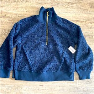 NWT Joy Lab navy half zip sherpa fleece pullover S